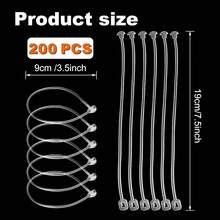 SBYURE SE298 - 200 correas transparentes para equipaje de 7.5 puadas, correas de plástico para etiquetas de equipaje, etiquetas de bolsa de tarjetas de visita, soporte para tarjetas de - negro - Ver 2