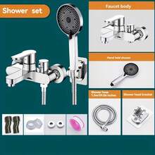 1个现代黑色合金壁挂式淋浴混合阀，带双温控制、镀铬浴缸龙头、阀芯和抛光表面 - 无需用电，浴室配件，浴室用品，浴室工具