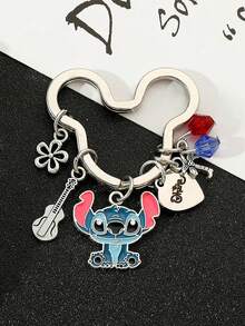 1pc Stitch Themed Stainless Steel Keychain, Alloy Pendant Cartoon Accessory, Friendship Gift, Christmas Gift - Multicolor - View 8