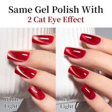 Jelly Glass Cat Eye Gel Nail Polish, 0.5 Fl Oz HEMA & TPO Free Red Holographic Glitter Shimmer Magnetic Gel Polish With Magnet Soak Off UV LED Nail Art Design Manicure Salon For Women Fgirl{Inchcolor_nameinch:InchCatEye-JellyGlassRedinch} - 貓眼果凍玻璃紅 - 查看 6