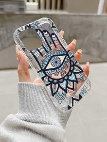 1pc Fashionable Creative Palm Print & Eye Pattern Painted Transparent Airbag Shockproof Phone Case Suitable For Samsung/Applne XS/XS Max/XR/11/12/13/14/14 Plus/15/15 Plus/16/16 Plus/7/8 Plus/17/17 Pro And Other Phone Models - Multicolor - View 1