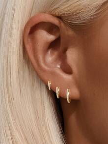 1Pc 925 Sterling Silver Fashion Classic 6mm 8mm 10mm Overlapping Ear Bone Piercing Hoop Earring Suitable For Women'S Daily Wear Parties And Banquet Occasion - Multicolor - View 12