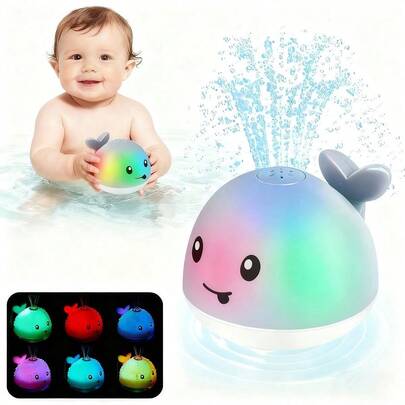Electric Water Spray 7-Color Changing Whale Bath Toy With Sensor Spray & Lights, Suitable For Babies 3+ Years Old Bathing Toy