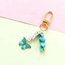 1pc Crystal Pendant Keychain, Pink Quartz/Amethyst/Yellow Quartz/Lapis Lazuli, Alloy Charm, Customizable Letter Bead, Christmas Gift/Birthday Gift/Personalized Gift - Crystal Pendant Keychain - View 40
