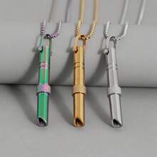 Hot Selling Stainless Steel Rotating Beads Adjust Breathing Meditation Mindfulness Whistle Pendant Necklace Jewelry - màu đen - Xem 2