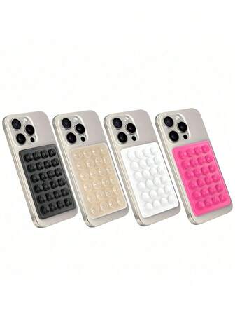 通用手机吸盘支架 | 硅胶背贴，带 24 或 40 个吸盘 | 可吸附于汽车、桌面、镜子或墙壁 | 手机壳背面贴合，日常免提支撑