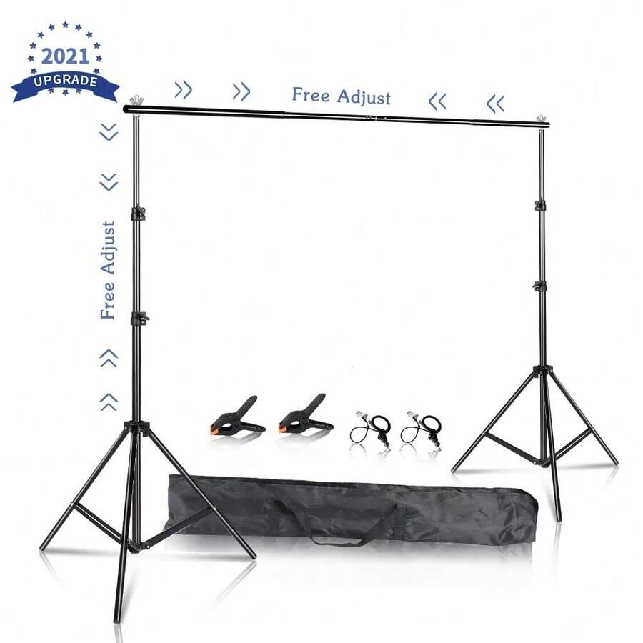 SH Photography Background Support System Kit With Muslin Carrying Case For Photo And Video Studio - Flexible No Sandbag - View 1