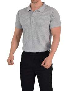 JOHN LEOPARD - Men's Knitted Polo Shirt - Burgundy - View 12