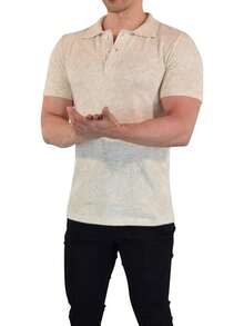 JOHN LEOPARD - Men's Knitted Polo Shirt - Apricot - View 12