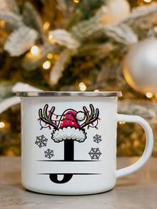 1PC Personalized Name White Enamel Mug, Unique Gift, Suitable For Special Occasions, Personalized Photo Coffee Mug, Custom Camping Mug, Custom Christmas Gift, Personalized Anniversary Photo Mug,Chic Design - Letter Type (C) - View 35