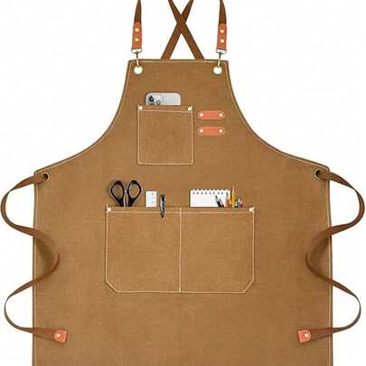 1개 앞치마, 포켓이 있는 방수 및 방유 앞치마, 여성 및 남성용 범용 앞치마, 커피 바, 레스토랑, 다용도 앞치마용