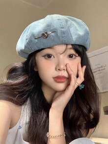 1 szt. beret z motywem serca, lekka, oddychająca, ośmiokątna czapka artystyczna, duży obwód głowy, pochlebna, elegancka i modna, uniwersalna do codziennego noszenia, jesienne dodatki