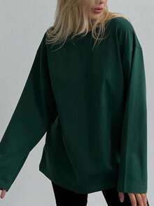 2025年春季性感圆领修身长袖打底衫——时尚百搭 - 綠色 - 查看 1