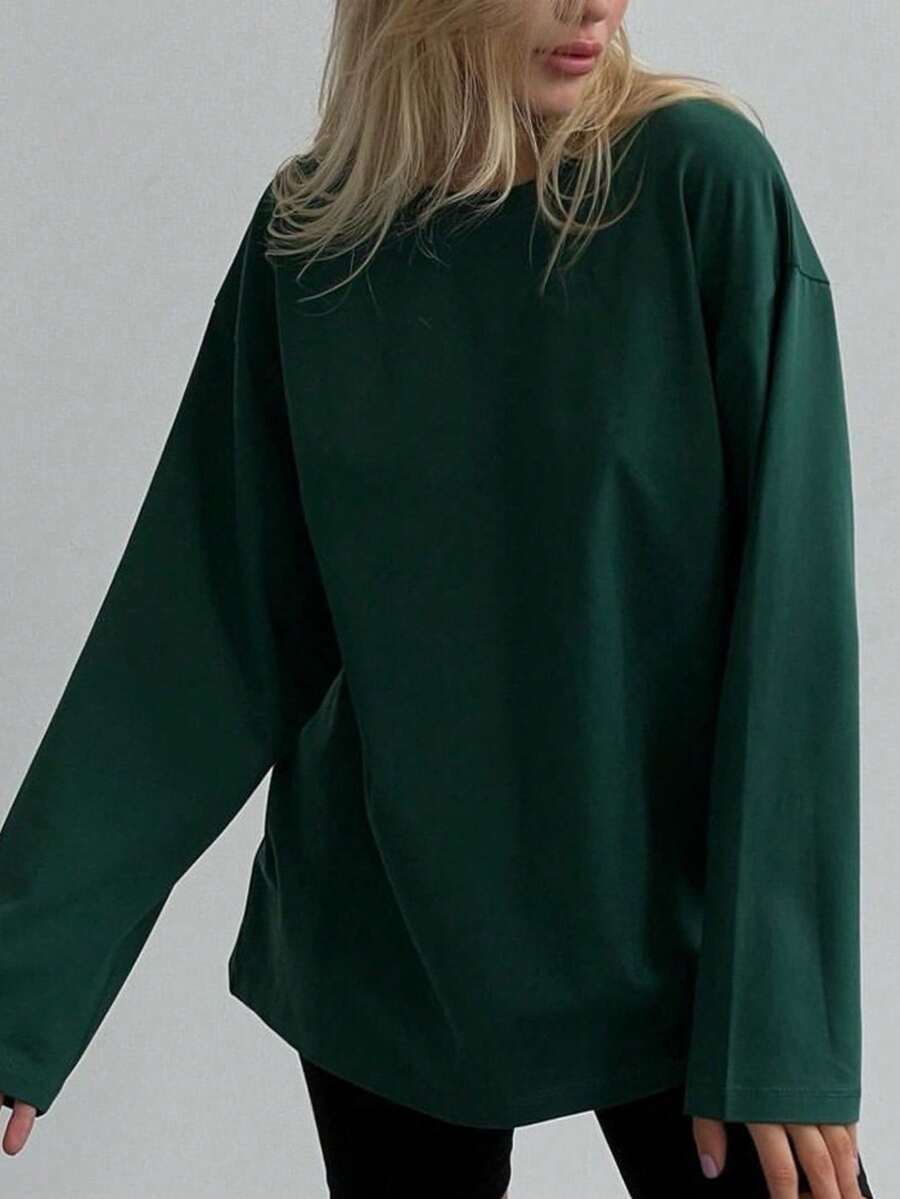 2025年春季性感圆领修身长袖打底衫——时尚百搭 - 綠色 - 查看 1