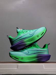 Jifffly 大码男式轻便透气网眼休闲运动鞋，减震碳板跑步运动鞋 - 墨綠色 - 查看 3