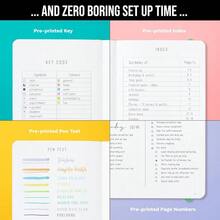 A5 Bullet Dotted Journal Notebook By STM Thick Bleedproof 160gsm Paper 150 Pages Lay Flat Vegan Leather Hardcover 2 Bookmarks Printed Page Numbers Black Pen 5.75 X 8.5 In Bottle Green