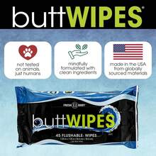 ButtWIPES Flushable Wipes (1 Pack, 45 Wipes) - Flushable Wipes For Adults - Water-Based Butt Wipes With Aloe And Vitamin E - Made Without Alcohol Or Added Fragrance,25837796 - 黑色 - 查看 2