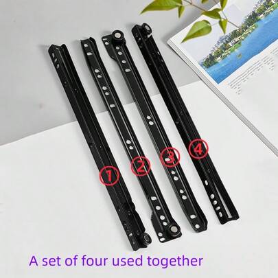 1 Pair Heavy Duty Carbon Steel Black Simple Drawer Slide Rail, Suitable For Home, Factory And Furniture DIY