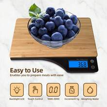 1pc High Precision Electronic Food Scale, Kitchen Scale, Food Scale, Electronic Food Scale, Portable High Precision Bamboo Panel Kitchen Electronic Scale, Suitable For Cooking And Baking Food Measurement, Kitchen Scale, Baking Scale, Kitchen Accessories, Baking Tools - Yellow - View 2