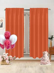 2 piezas Cortinas semitransparentes con patrón naranja, diseño moderno para todas las estaciones, 100% poliéster, filtra la luz, con ojales, fácil de colgar, adecuado para cocina, lavandería, dormitorio, estudio, sala de estar - Naranja - Ver 15