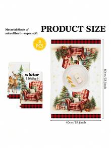 2 Piezas Toallas de cocina decorativas con diseños de Flor de Pascua, piña, reno y árbol de Navidad, toallas de mano coloridas para la cocina, el hogar, el comedor y el baño en estilo granja