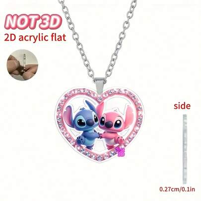 Stitch Couple Heart Necklace Women's New DIY Acrylic Necklace Fashion Sweater Chain Ideal Gift For Birthday Party