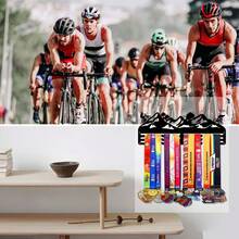 1件装户外运动山地自行车比赛奖牌展示架，金属墙面装饰收纳架，运动员礼物
