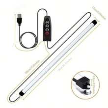LED 橱柜下照明，3 种颜色变化（3200K、4500K、6500K），USB 插入式台下灯，铝制材料持久耐用 - 易于安装，可调光 LED 生长灯，适用于家庭厨房、橱柜、餐具室、工作台 - 黑色 - 查看 8