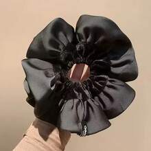 Extra Large Double Layer Scrunchie With High-Quality Satin Velvet Hair Tie, New Hair Accessory Suitable For Parties And Women's Wear - 紅色 - 查看 3