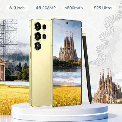 W&O S25 Ultra 2025 Android 14 Flagship Edition 12 GB + 512 GB, pantalla HD de 6,8 pulgadas, cámaras Pro de 108 MP + 50 MP, batería de 6800 mAh, Dual SIM, lápiz óptico incorporado, desbloqueo facial y de huellas dactilares, GPS Paquete de regalo premium, sorprende a tus seres queridos esta Pascua, Navidad o cumpleaños con el mejor rendimiento fotográfico, compañero de viaje, fotografía de teléfono inteligente, teléfono móvil elegante, diseño premium, tecnología avanzada, teléfono de alto rendimiento, teléfono Dual SIM, teléfono con GPS, usuarios de teléfonos inteligentes, profesionales