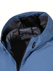 Men's Soft-Shell Jacket, Windproof Hooded Outdoor Jacket, Suitable For Hiking And Camping - 藍色 - 查看 5