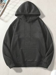 Men's Landscape Artwork Graphic Fleece Hoodie,American Street Style, Autumn/Winter, Long Sleeve Top - Dark Grey - View 8