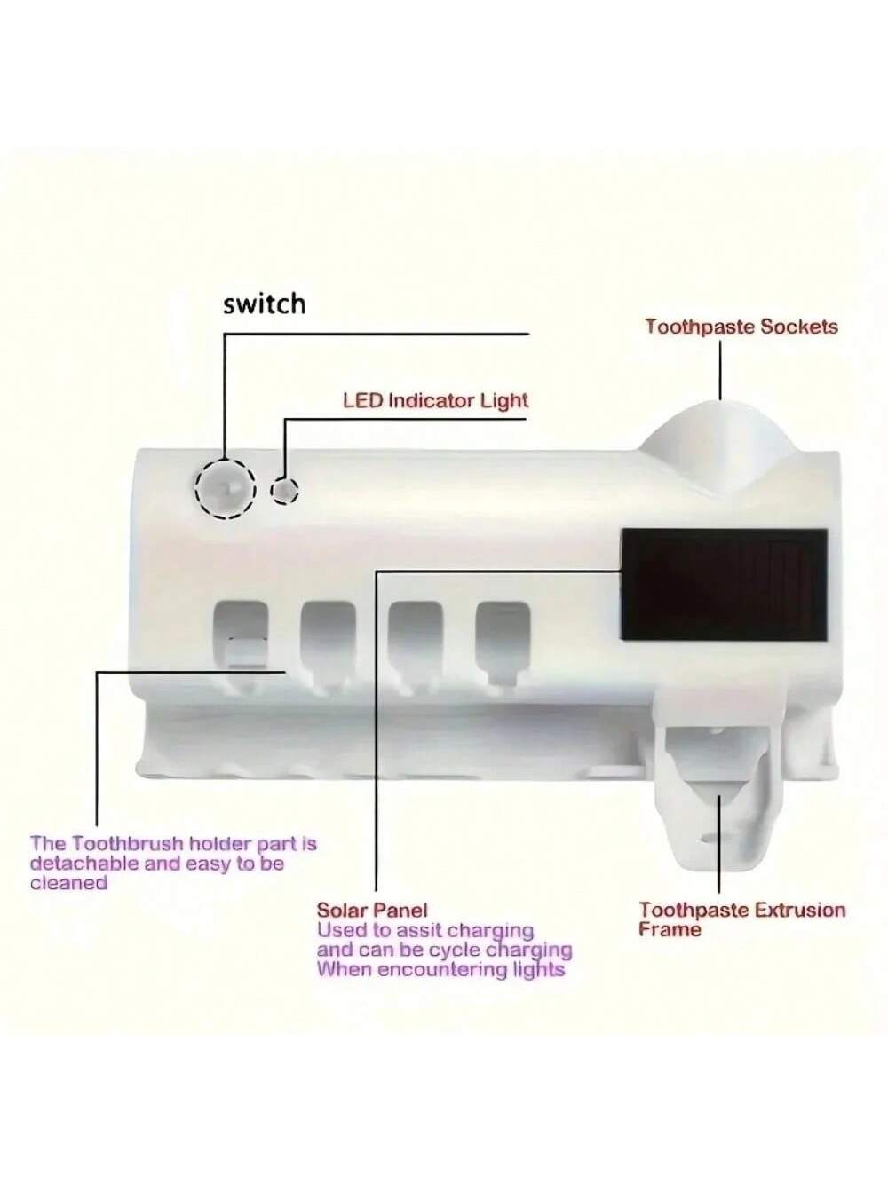 RAF قاعدة فرشاة أسنان معقمة بالأشعة فوق البنفسجية...