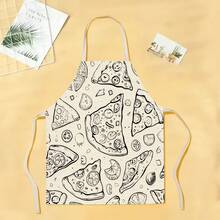 1件美味披萨图案围裙，创意、趣味、时尚印花家居清洁围裙，防水防油易清洗厨房烹饪围裙，创意家居围裙 - 彩色 - 查看 7