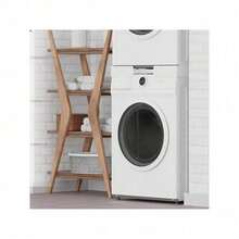 Heavy Duty Appliance Riser Stand Set Of 2, Stackable Refrigerator Base With Stainless Steel Frame, Space Saving Solution For Compact Laundry Room Organization - Black and White - View 3