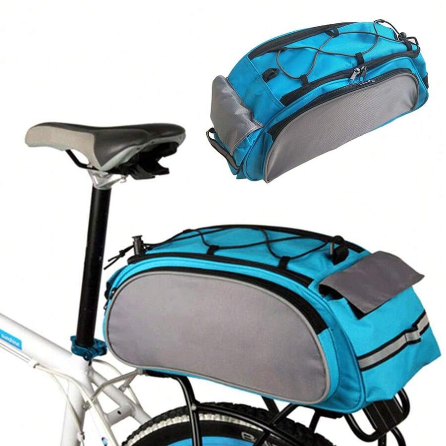 2PCS Bicycle Seat Rear Bag Bike Pannier Rack Pack Shoulder Waterproof Cycling Carrier - Blue-gray - View 1