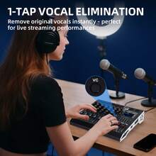 Professional DJ Audio Mixer, 6-Channel Sound Mixing Board With 99 DSP Effects, Wireless, 48V Phantom Power, Vocal Removal, For Live Streaming And Recording - US A Type Plug(110-127V) - View 5