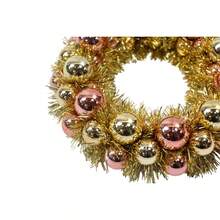 Ghirlanda natalizia da 34*34*9 cm con palline dorate e color oro rosa per decorazione di porte e pareti