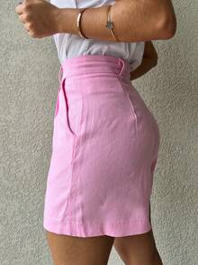 Women's Linen Shorts - Pink - View 3