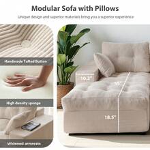 MAXYOYO 104" Modular Sectional Sofa With L-Shaped Chaise,Modern Boneless Cloud Feel Plush/Corduroy Couch For Living Room,Apartment And Home Theater,No Assembly Required - Mây màu be - Xem 4