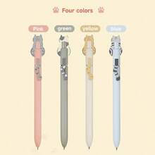Cat Pens 4 Pcs 0.5mm Cute Kawaii Black Ink Pens Fine Point Smooth Writing Pen High-End Series Cat's Tail Retractable Pen For Journaling Note Taking 4 Pcs Cat - 4 件貓 - 查看 3
