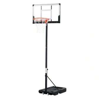 Basketball Hoop System Knob Adjustable Height 1.1 - 3.05m With PET Backboard Net, Portable Wheeled Base DrivewayBackyard