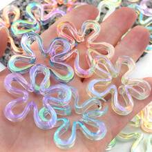 10/20pcs Colorful Cute Large Plum Blossom Pendant Beads, Multicolor Pendant Beads With Holes, Suitable For DIY Hair Accessories, Phone Case, Bracelet Decorations