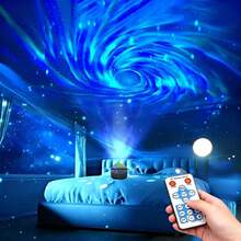 1个艺术星空极光投影灯 - USB供电变色夜灯，带遥控器，梦幻主题卧室照明，紫色漩涡设计，适合放松、万圣节、圣诞节礼物（不含电池） - 多色光 - 查看 11