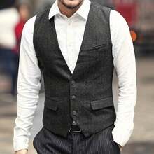 Chaleco de traje para hombre, con cuello en V - Blanco - Ver 9