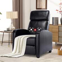 PU Leather Recliner Single Sofa Recliner Home Theater Recliner With Two-Point Massage Function Suitable For Living Room Bedroom - 美規A型插(110-127V) - 查看 13