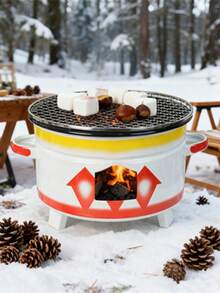 1 Set Of Portable Barbecue Grill For Courtyards, Outdoor Picnics And Gatherings; Also Serves As Indoor Kettle Tea-Brewing Stove, Heating Stove, Fire Stove And Charcoal-Burning Stove For Home Use In Winter, Compatible With Food Tongs And Grilling Net - Multicolor - View 7