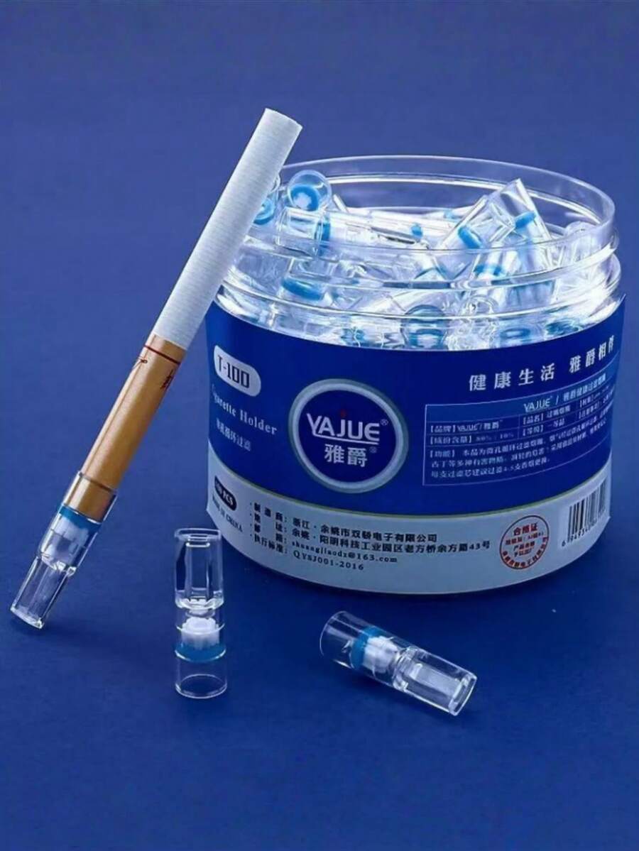 100个一次性滤嘴，可重复使用，便携，居家必备，减少焦油和烟雾，适用于所有男女香烟和电子烟设备（不包括电子烟油）；可清洗的香烟滤嘴 | 男士生日礼物 | 一次性香烟滤嘴 | 香烟烟嘴滤嘴 | 香烟配件 | 一次性滤嘴香烟 | 吸烟者 - 彩色 - 查看 1