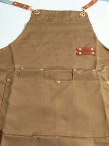 1pc Apron, Waterproof And Oil-Proof Apron With Pockets, Universal Apron For Women And Men, For Coffee Bar, Restaurant, Multipurpose Aprons - Mocha Brown - View 5