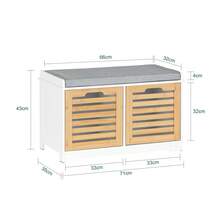 SoBuy Shoe Bench With Seat, Wardrobe Bench, Bench With Storage Space, Hall Bench, Shoe Chest, Chest Of Drawers, Shoe Rack With Seat, Narrow Bench, W X H X D Approx. 71 X 43 X 35 Cm FSR23-II - White+Khaki - View 2